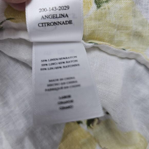 Rails Dress Womens Large Angelina Lemon Citronnade Linen Blend Smocked Waist - Picture 8 of 9